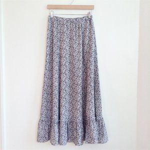 Vintage Anthro Jenny Han Zebra Print 100% Silk Ruffle Maxi Skirt Brown S NWOT